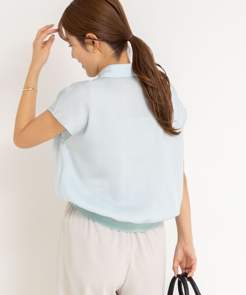 NOLLEY’S（ノーリーズ）の「裾リブサテンシフォンフレンチシャツ（シャツ/ブラウス・レディース・ミント/ネイビー/オフホワイト・38）」の20枚目の写真
