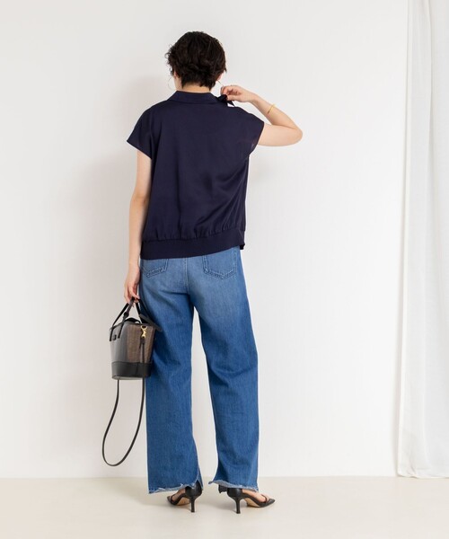 NOLLEY’S（ノーリーズ）の「裾リブサテンシフォンフレンチシャツ（シャツ/ブラウス・レディース・ミント/ネイビー/オフホワイト・38）」の18枚目の写真