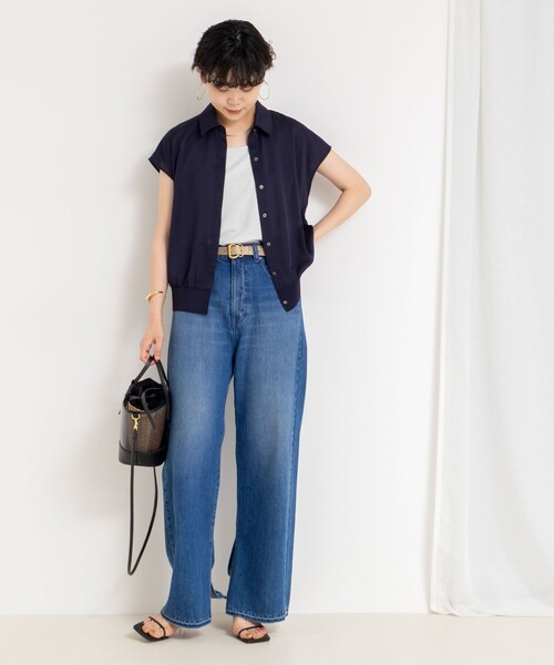 NOLLEY’S（ノーリーズ）の「裾リブサテンシフォンフレンチシャツ（シャツ/ブラウス・レディース・ミント/ネイビー/オフホワイト・38）」の17枚目の写真