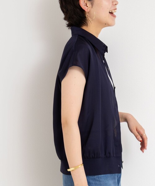 NOLLEY’S（ノーリーズ）の「裾リブサテンシフォンフレンチシャツ（シャツ/ブラウス・レディース・ミント/ネイビー/オフホワイト・38）」の14枚目の写真