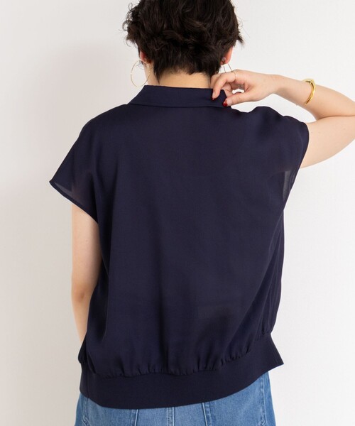 NOLLEY’S（ノーリーズ）の「裾リブサテンシフォンフレンチシャツ（シャツ/ブラウス・レディース・ミント/ネイビー/オフホワイト・38）」の13枚目の写真