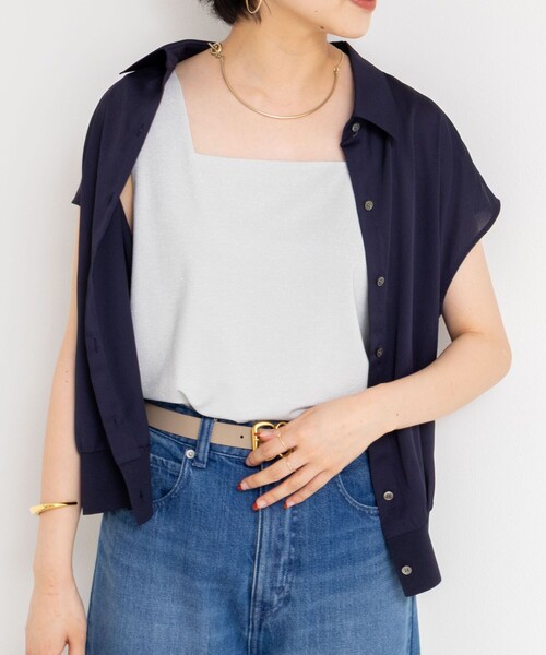 NOLLEY’S（ノーリーズ）の「裾リブサテンシフォンフレンチシャツ（シャツ/ブラウス・レディース・ミント/ネイビー/オフホワイト・38）」の12枚目の写真