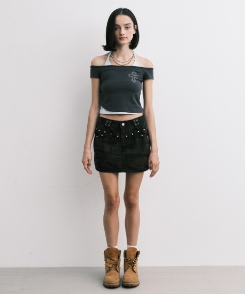 Midnight Move（ミッドナイトムーブ）の「A'GEM/9 × .kom 『MIDNIGHT MOVE/ミッドナイトムーブ』 AG CROSS T-SHIRT/AG クロス半袖Tシャツ（Tシャツ/カットソー・レディース・ホワイト/カーキ/チャコールグレー・FREE）」の9枚目の写真