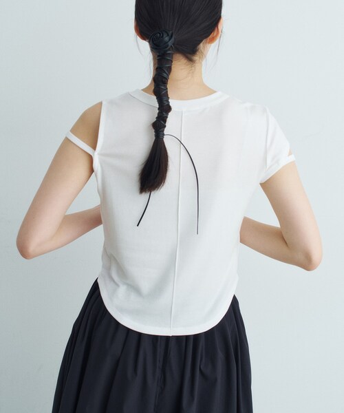 CODE A（コードエー）の「compact edge tee（Tシャツ/カットソー・レディース・ライトブルー/ホワイト/ライトイエロー系/ダークグレー・00）」の12枚目の写真