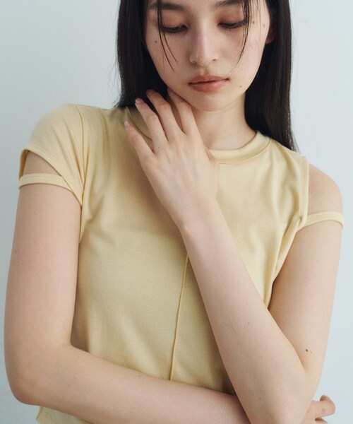 CODE A（コードエー）の「compact edge tee（Tシャツ/カットソー・レディース・ライトブルー/ホワイト/ライトイエロー系/ダークグレー・00）」の14枚目の写真