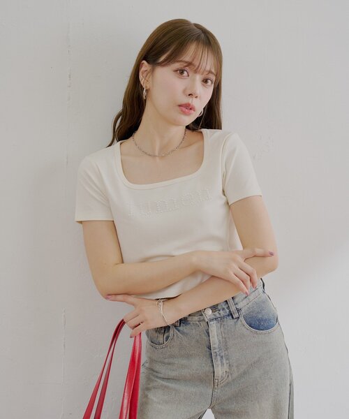 スクエアネックロゴT（Tシャツ/カットソー）｜Chico（チコ）の