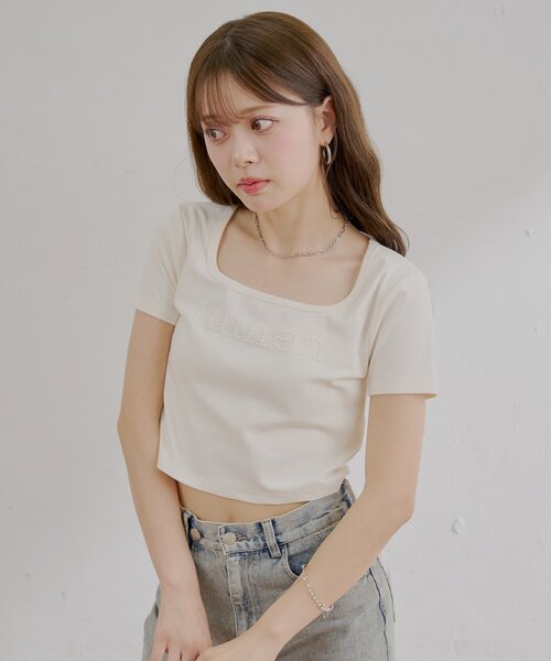 Chico(チコ)の「スクエアネックロゴT(Tシャツ/カットソー・レディース・ピンク/ホワイト/ブラック・FREE)」の5枚目の写真