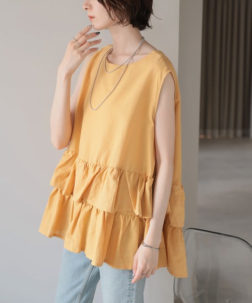 each（イーチ）の「ノースリティアードデザインTシャツ（Tシャツ/カットソー・レディース・イエロー/グリーン/ピンク/ブラック・FREE）」の20枚目の写真