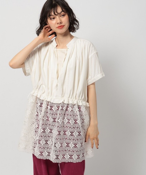 美品＊ニコアンド別注オーシバル＊チュニックカットソー セール】テカテカビッグホッケーチュニック（チュニック）｜niko