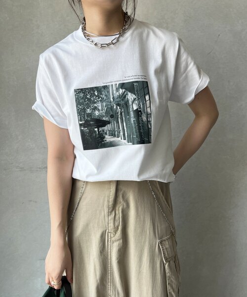 DouDou（ドゥドゥ）の「フォトプリントTEE（Tシャツ/カットソー・レディース・グレー/ダークグレー/ホワイト・FREE）」の6枚目の写真