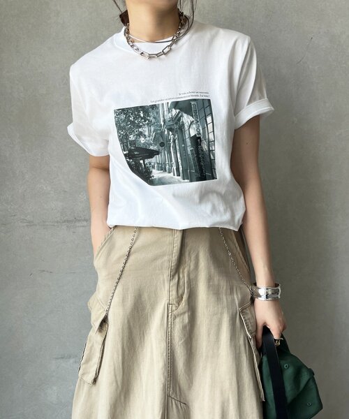 DouDou（ドゥドゥ）の「フォトプリントTEE（Tシャツ/カットソー・レディース・グレー/ダークグレー/ホワイト・FREE）」の8枚目の写真