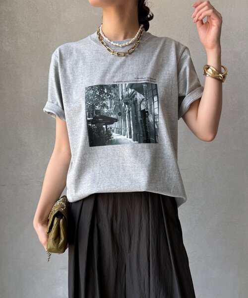 DouDou（ドゥドゥ）の「フォトプリントTEE（Tシャツ/カットソー・レディース・グレー/ダークグレー/ホワイト・FREE）」の15枚目の写真