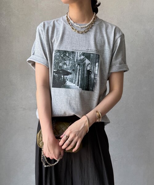 DouDou（ドゥドゥ）の「フォトプリントTEE（Tシャツ/カットソー・レディース・グレー/ダークグレー/ホワイト・FREE）」の16枚目の写真
