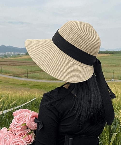 VIBGYOR(ヴィブジョー)の「pur chouchou/つば広 バックリボン 麦わら帽子 P4484(ハット・レディース・その他2/その他3/その他4/その他1・FREE)」の4枚目の写真