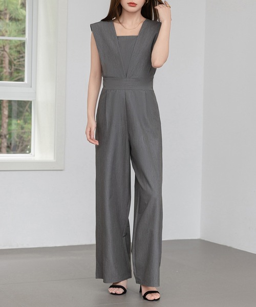 セール】レディース きれいめVネックウエスト切替タック