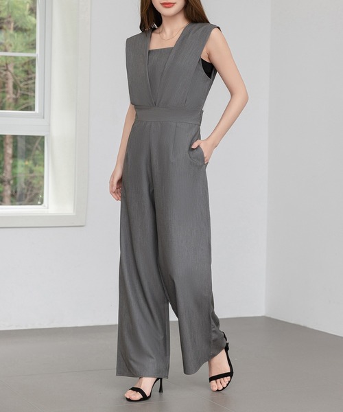 DAY CLOSET（デイ クローゼット）の「レディース きれいめVネックウエスト切替タックオールインワン（サロペット/オーバーオール・レディース・ブラック/グレー・FREE）」の17枚目の写真