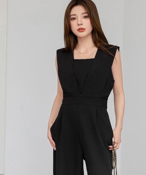 セール】レディース きれいめVネックウエスト切替タック