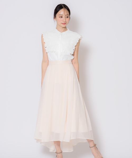 NOELA（ノエラ）の「シャイニーフレアスカート（スカート・レディース・オフホワイト/ラベンダー・S/M）」の2枚目の写真