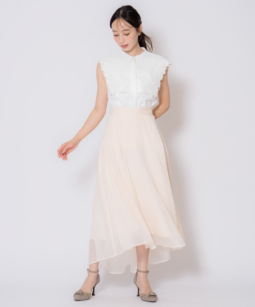 NOELA（ノエラ）の「シャイニーフレアスカート（スカート・レディース・オフホワイト/ラベンダー・S/M）」の9枚目の写真