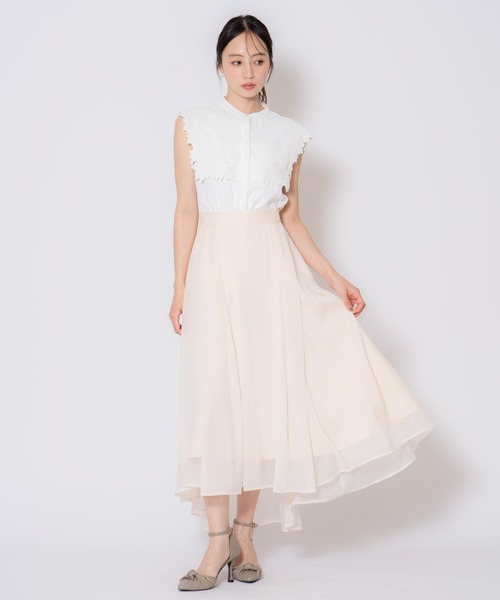 NOELA（ノエラ）の「シャイニーフレアスカート（スカート・レディース・オフホワイト/ラベンダー・S/M）」の8枚目の写真