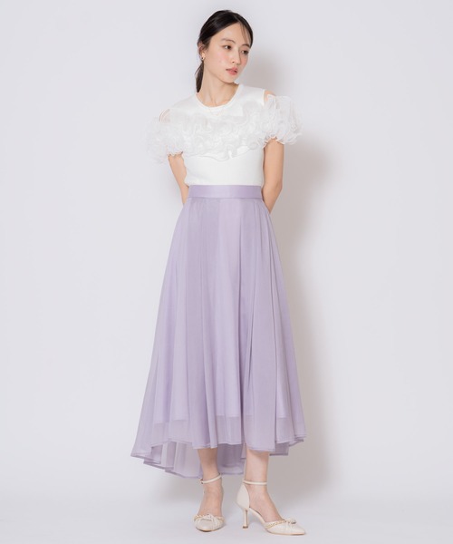 NOELA（ノエラ）の「シャイニーフレアスカート（スカート・レディース・オフホワイト/ラベンダー・S/M）」の7枚目の写真