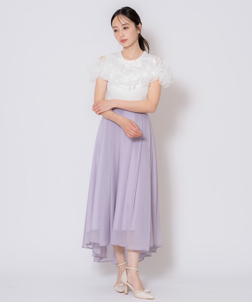 NOELA（ノエラ）の「シャイニーフレアスカート（スカート・レディース・オフホワイト/ラベンダー・S/M）」の6枚目の写真