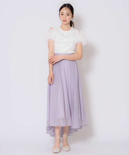 NOELA（ノエラ）の「シャイニーフレアスカート（スカート・レディース・オフホワイト/ラベンダー・S/M）」の5枚目の写真