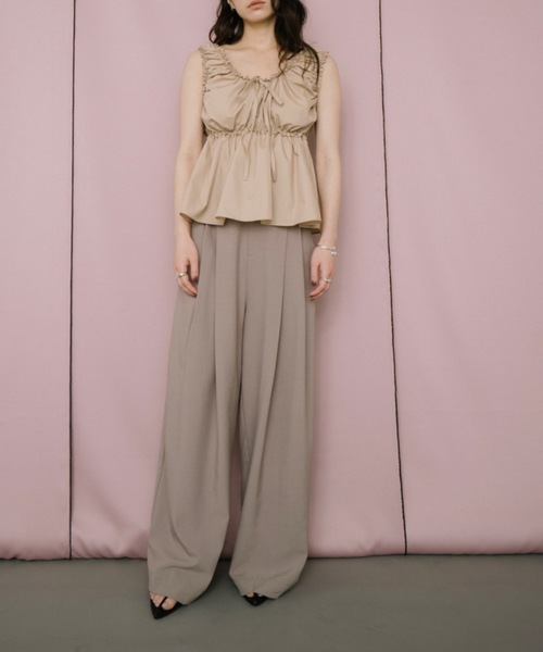 DRWCYS（ドロシーズ）の「2タックワイドパンツ（スラックス・レディース・ベージュ/ブラック・SMALL/MEDIUM）」の8枚目の写真