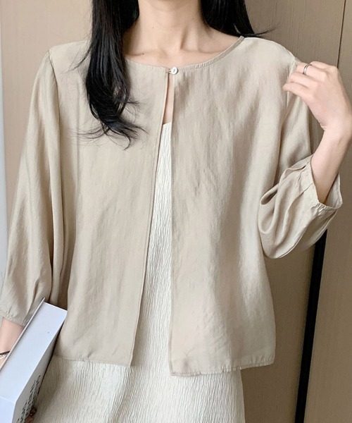 Beststore(ベストストア)の「ワンボタントッパーカーディ カーディガン 長袖(カーディガン/ボレロ・レディース・ベージュ/アイボリー/ブラック・FREE)」の13枚目の写真