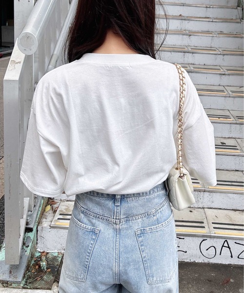 INGNI（イング）の「【WEB限定】カラフル花刺繍Tシャツ（Tシャツ/カットソー・レディース・オフホワイト/オートミール/スミクロ・M）」の7枚目の写真