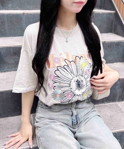 INGNI（イング）の「【WEB限定】カラフル花刺繍Tシャツ（Tシャツ/カットソー・レディース・オフホワイト/オートミール/スミクロ・M）」の14枚目の写真