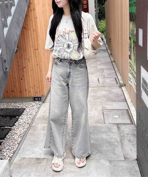 INGNI（イング）の「【WEB限定】カラフル花刺繍Tシャツ（Tシャツ/カットソー・レディース・オフホワイト/オートミール/スミクロ・M）」の20枚目の写真