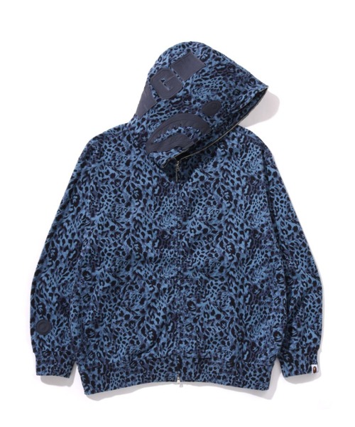 WILD LEOPARD PATTERN SHARK RELAXED FIT FULL ZIP HOODIE