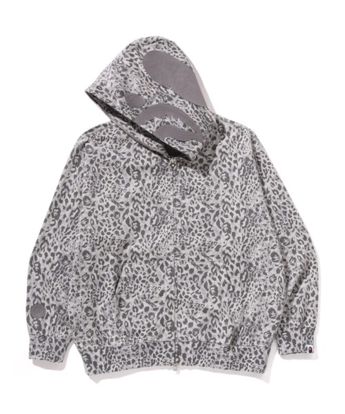 WILD LEOPARD PATTERN SHARK RELAXED FIT FULL ZIP HOODIE