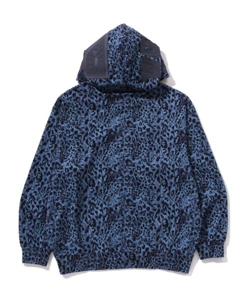 WILD LEOPARD PATTERN SHARK RELAXED FIT FULL ZIP HOODIE
