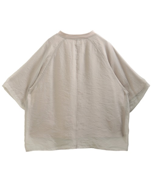 SUNFLOWER EIGHT(サンフラワーエイト)の「つるつるシアー異素材ドッキングTシャツ(Tシャツ/カットソー・レディース・ブラック/グレイッシュベージュ/ホワイト/グレイッシュブルー・FREE)」の11枚目の写真