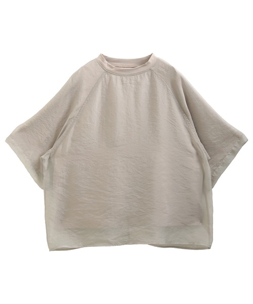 SUNFLOWER EIGHT(サンフラワーエイト)の「つるつるシアー異素材ドッキングTシャツ(Tシャツ/カットソー・レディース・ブラック/グレイッシュベージュ/ホワイト/グレイッシュブルー・FREE)」の12枚目の写真