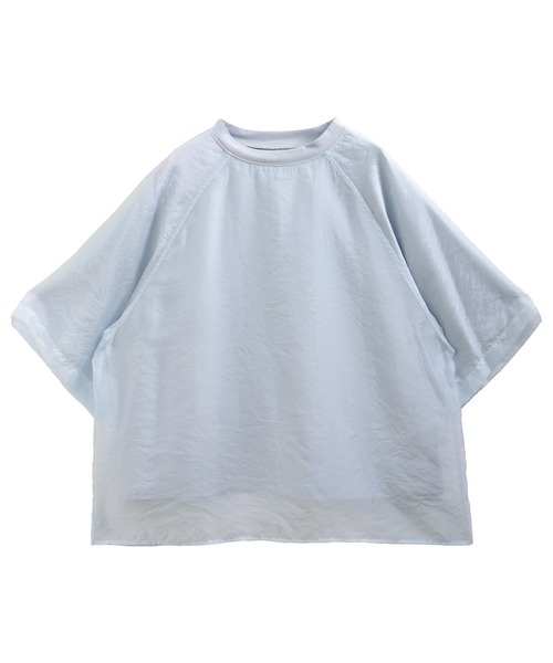 SUNFLOWER EIGHT(サンフラワーエイト)の「つるつるシアー異素材ドッキングTシャツ(Tシャツ/カットソー・レディース・ブラック/グレイッシュベージュ/ホワイト/グレイッシュブルー・FREE)」の13枚目の写真