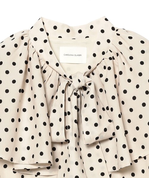 CAROLINA GLASER（カロリナ グレイサー）の「ドット リボンタイ ワンピース（ワンピース・レディース・ホワイト系その他5/ブラック・ONE SIZE）」の7枚目の写真