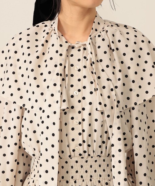 CAROLINA GLASER（カロリナ グレイサー）の「ドット リボンタイ ワンピース（ワンピース・レディース・ホワイト系その他5/ブラック・ONE SIZE）」の3枚目の写真