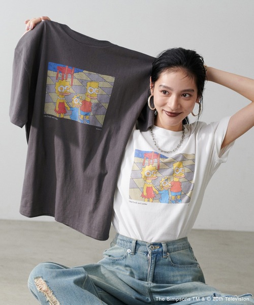 tシャツ 「LARUTA」 「THE SIMPSONS／シンプソンズ」ヴィンテージライクTシャツ レディース LARUTA】 【THE SIMPSONS／シンプソンズ】ヴィンテージライクT