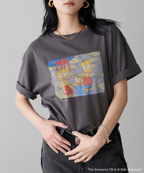 tシャツ 「LARUTA」 「THE SIMPSONS／シンプソンズ」ヴィンテージライクTシャツ レディース LARUTA】 【THE SIMPSONS／シンプソンズ】ヴィンテージライクT