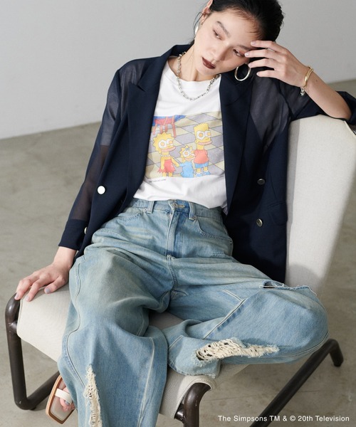 tシャツ 「LARUTA」 「THE SIMPSONS／シンプソンズ」ヴィンテージライクTシャツ レディース LARUTA】 【THE SIMPSONS／シンプソンズ】ヴィンテージライクT