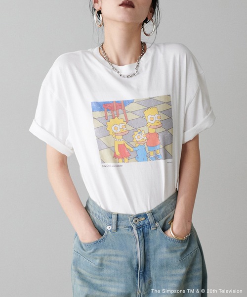 tシャツ 「LARUTA」 「THE SIMPSONS／シンプソンズ」ヴィンテージライクTシャツ レディース LARUTA】 【THE SIMPSONS／シンプソンズ】ヴィンテージライクT