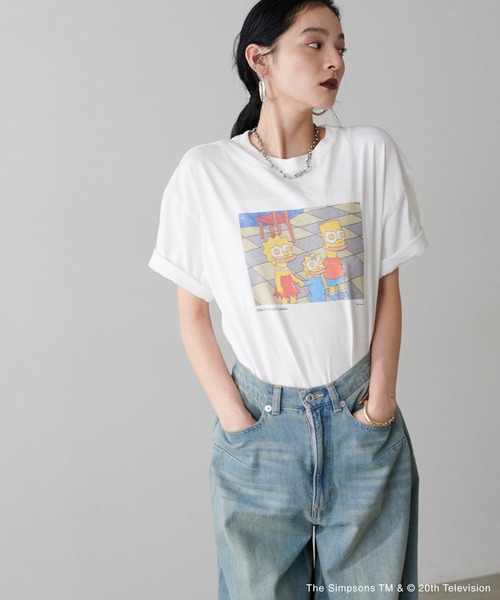 tシャツ 「LARUTA」 「THE SIMPSONS／シンプソンズ」ヴィンテージライクTシャツ レディース LARUTA】 【THE SIMPSONS／シンプソンズ】ヴィンテージライクT