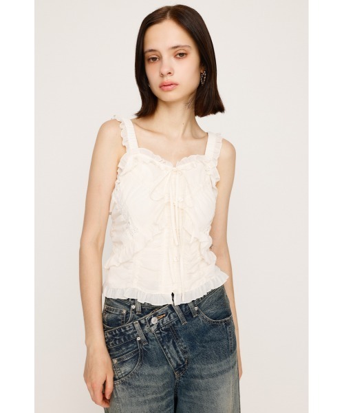 SLY SHEER SQUEEZE CAMI シアースクイーズキャミ BLK SHEER SQUEEZE CAMI TOPS シアー スクウィーズ キャミ トップス