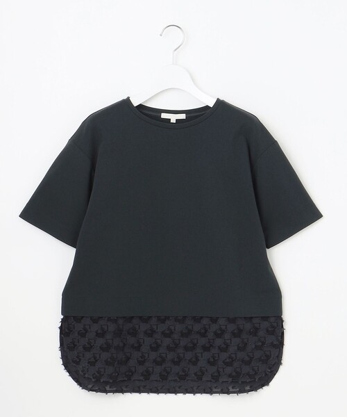 自由区(ジユウク)の「ジャカードコンビジャージー カットソー(Tシャツ/カットソー・レディース・アイボリー系/ワイン系/ネイビー系・32)」の12枚目の写真