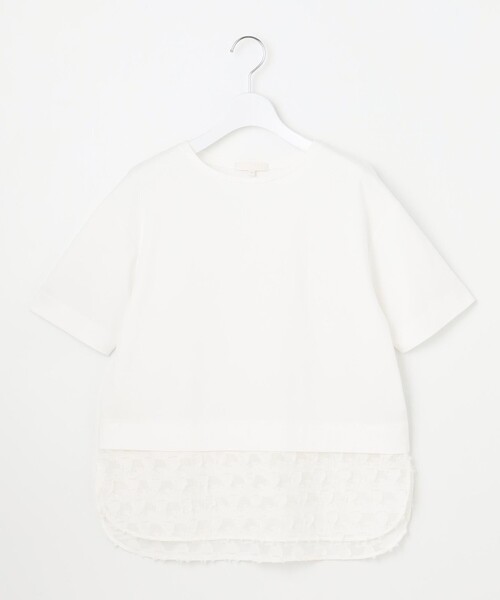 自由区(ジユウク)の「ジャカードコンビジャージー カットソー(Tシャツ/カットソー・レディース・アイボリー系/ワイン系/ネイビー系・32)」の13枚目の写真