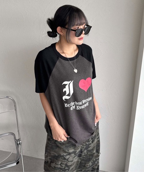 sedacle(セダクル)の「スラブシアーIラブTEE(Tシャツ/カットソー・レディース・ブラック/ボルドー・SMALL/MEDIUM/LARGE)」の5枚目の写真