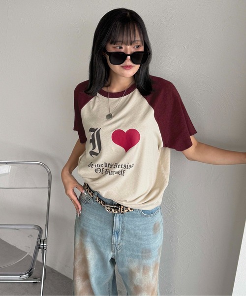sedacle(セダクル)の「スラブシアーIラブTEE(Tシャツ/カットソー・レディース・ブラック/ボルドー・SMALL/MEDIUM/LARGE)」の11枚目の写真